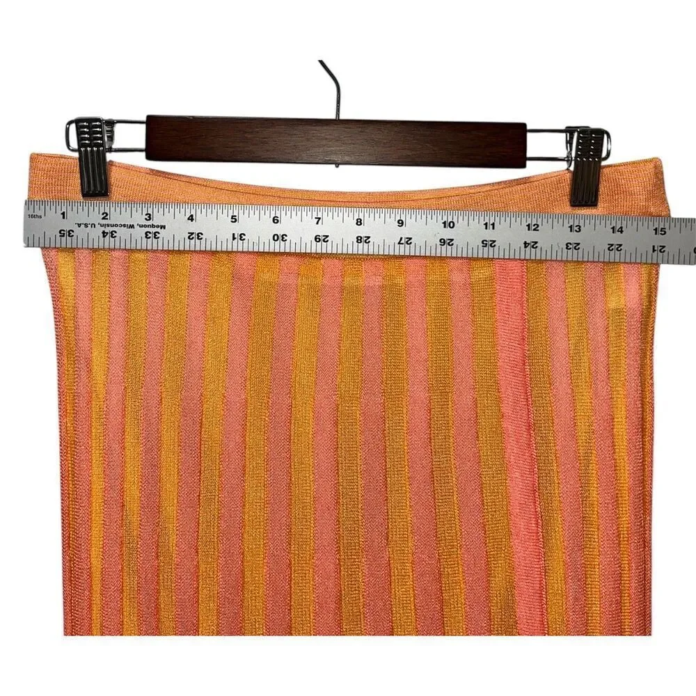 House of Harlow Orange & Pink Striped Maxi Skirt Size Large European Summer